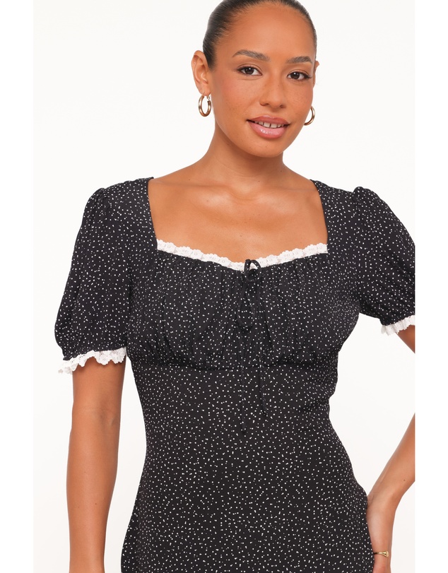 Petal & Pup - Francine Lace Midi Dress - Black Polka Dot