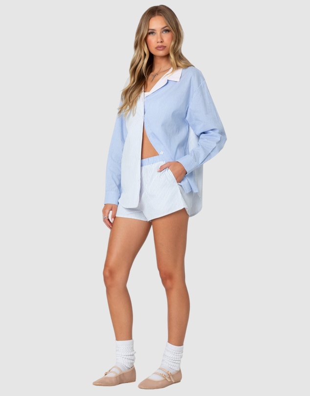 EDIKTED - Oaklie Mix Striped Button Up Shirt