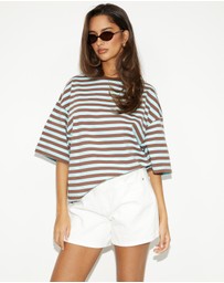 Dazie - Nostalgia Stripe Oversized Boyfriend Tee