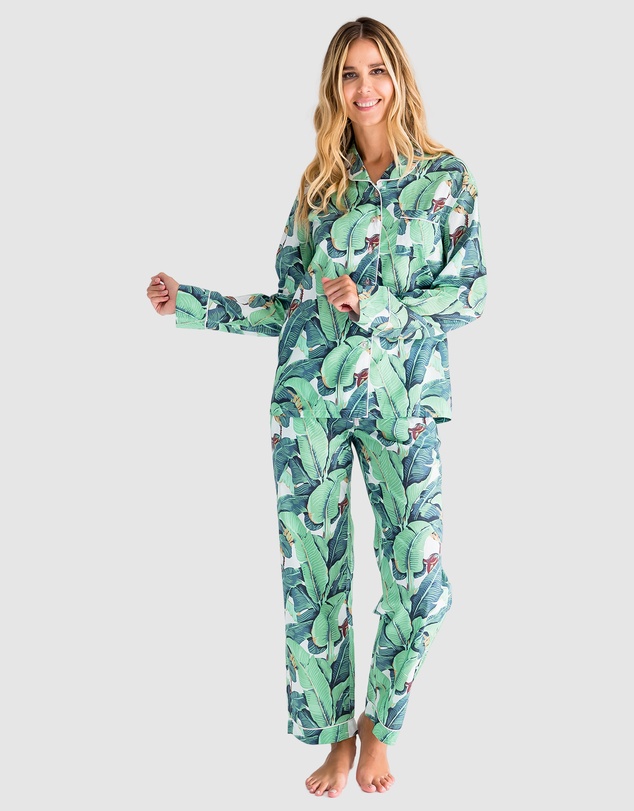 Sant And Abel - Women's Martinique® Green Banana Leaf Long PJ Set