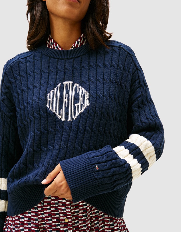 Tommy Hilfiger - Logo Embroidery Relaxed Cable Knit Jumper