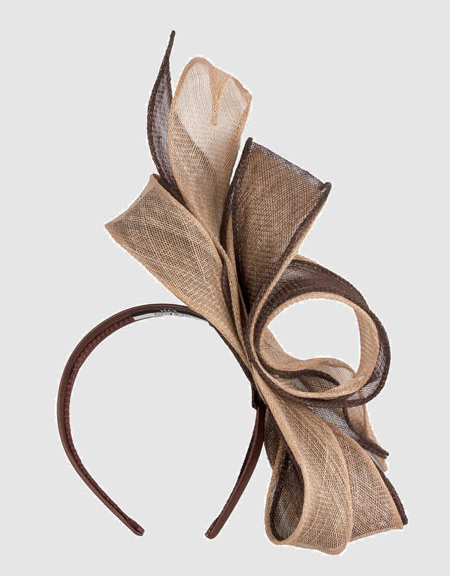 Max Alexander - Coffee and Nude Sinamay Bow Racing Fascinator