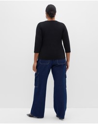 City Chic - Plus sizeAnny Square Neck Top - black