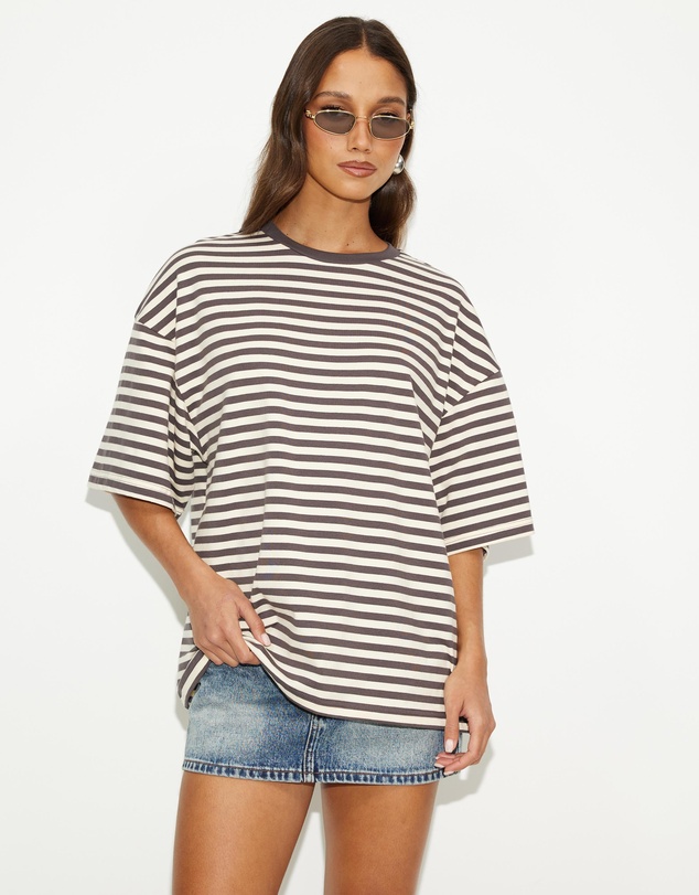 Dazie - Nostalgia Stripe Oversized Boyfriend Tee