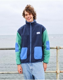 Skwosh - Skwosh Polar Fleece Utility Jacket in Green/Blue