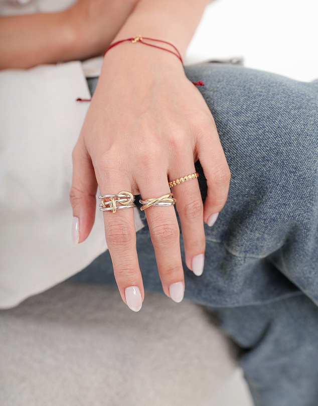 Elli Jewelry - Triple Wrap Band Ring – Bi-Color