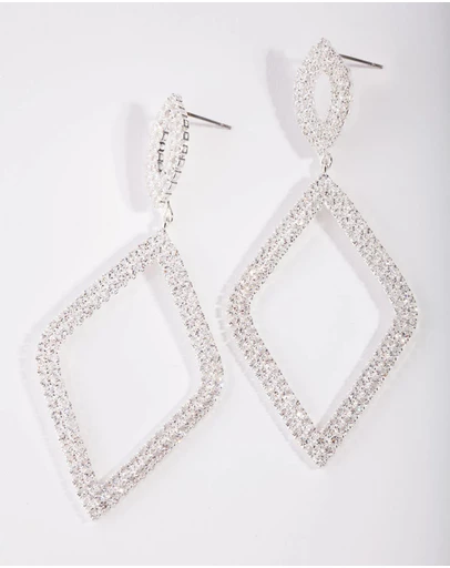 Lovisa - Silver Cupchain Diamante Drop Earrings