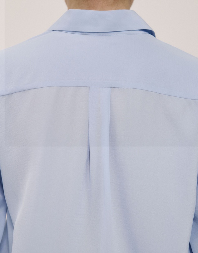 Trenery - Silk Concealed Placket Shirt in Blue Marble