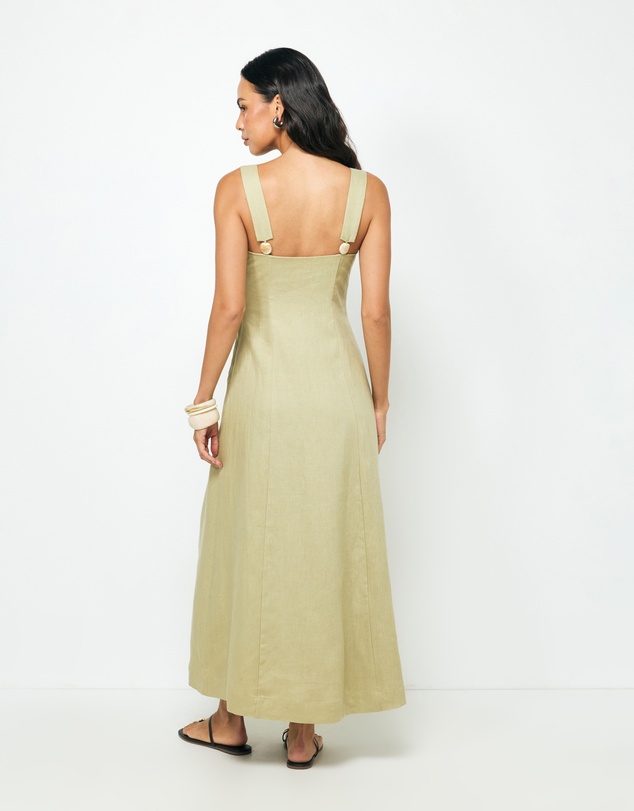 AERE - Haven Linen Beaded Midi Dress