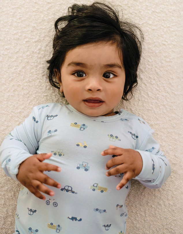 Kynd Baby - Comfy Bodysuit Long Sleeve in Blue Haze Cars