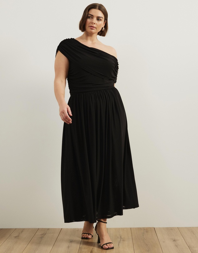 Atmos&Here Curvy - Winnie Off Shoulder Mesh Maxi Dress
