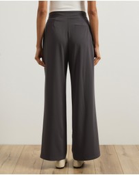 Atmos&Here - Cally Contrast Waist Wide Leg Pants