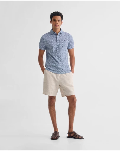 Oxford - Milo Printed Jersey Polo With Pocket