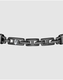 Maserati - Black with Silver 22.5cm Recycled Leather Bracelet