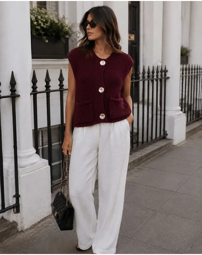 Esther & Co - Vasha Knit Top - Wine