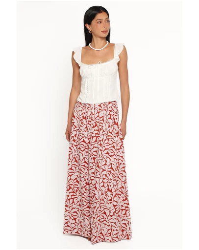 Petal & Pup - Ivie Maxi Skirt - Red Floral