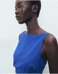 M.N.G - Linen Cotton Blend Draped Dress