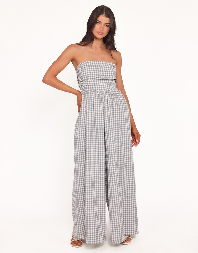 Petal & Pup - Paige Strapless Jumpsuit - Black White Gingham
