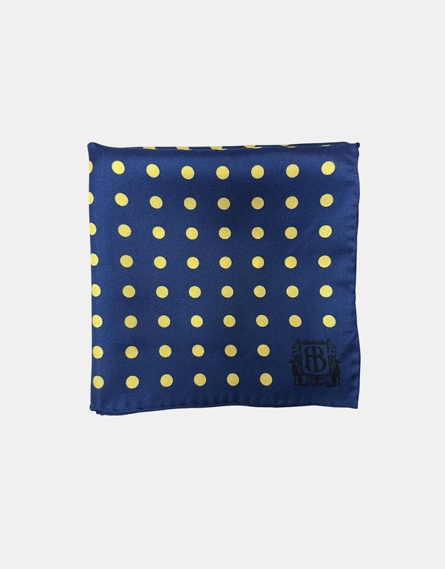 Henry Bucks - HENRY BUCKS Polka Dot Pocket Square NAVY/YELLOW