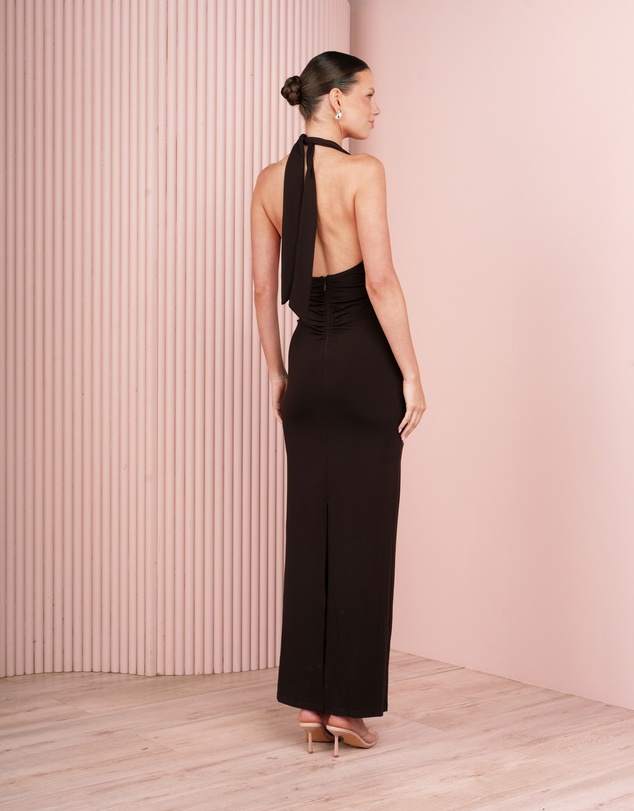 Azzurielle - Raff Halter Neck Gown
