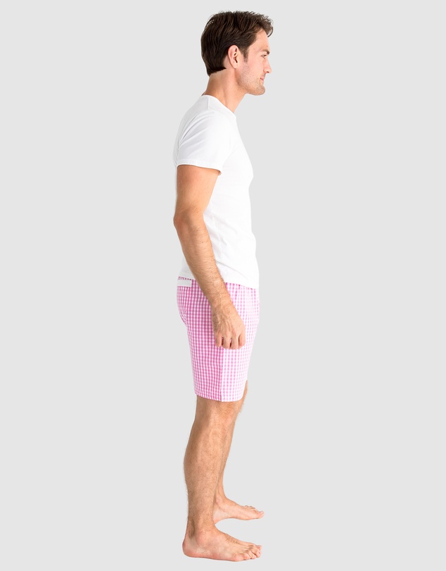 Sant And Abel - Men's Hepburn Gingham Pink Sleep Shorts