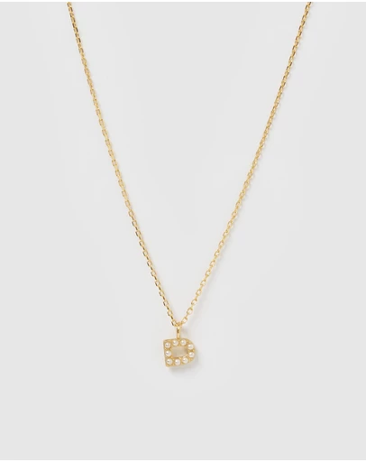 Izoa - Pearl Letter D Necklace Gold