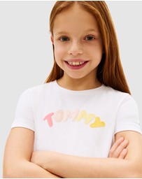 Tommy Hilfiger - Girls Textured Logo Jersey Crew Neck T-Shirt - Teens