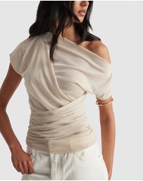 Decjuba - Ruby Gathered Lurex Top