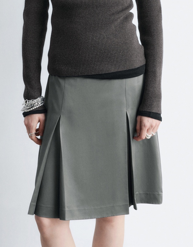 & Other Stories - Pleated Knee-Length Satin Skirt