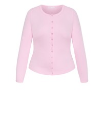 City Chic - Plus size Button Through Knit Top - soft pink