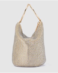 Olga Berg - Ellie Crystal Mesh Ring Handle Bag