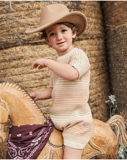 Kynd Baby - Knit Slouchy Romper in Mocha