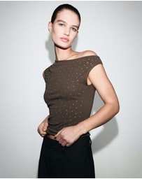 M.N.G - Asymmetrical Top With Rhinestones