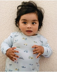 Kynd Baby - Comfy Bodysuit Long Sleeve in Blue Haze Cars