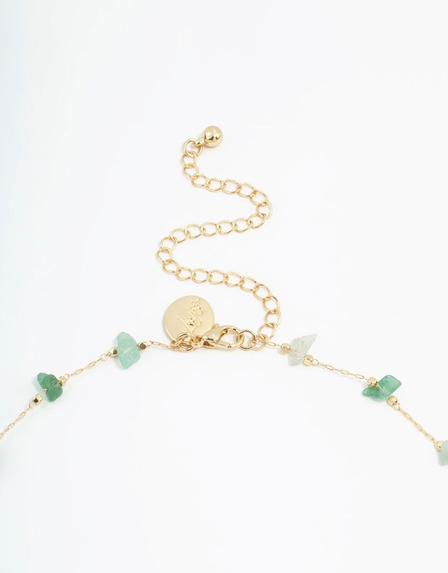Lovisa - Gold Plated Green Semi-Precious Station Necklace