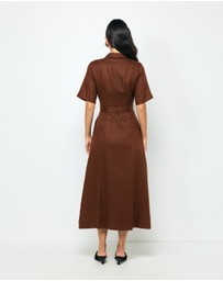 AERE - Orien Tuck Waist Linen Shirt Dress