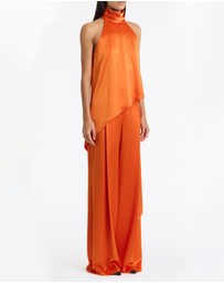 Carla Zampatti - Clementine Satin Acetate Draped Asymmetric Top