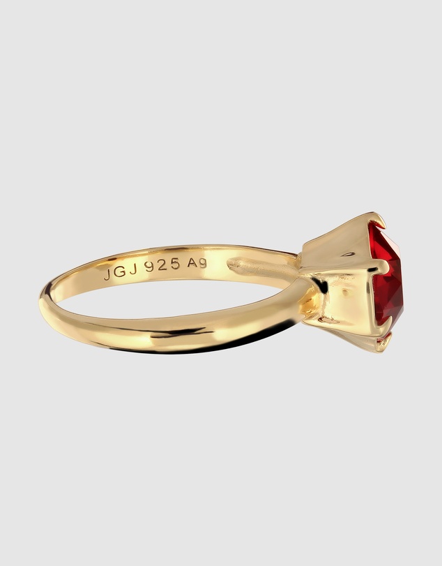 Elli Jewelry - Red Crystal Ring in Gold-Plated 925 Silver