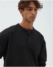 AERE - Textured Cotton Henley Tee