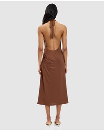 With Harper Lu - Pleated Backless Halter Dress