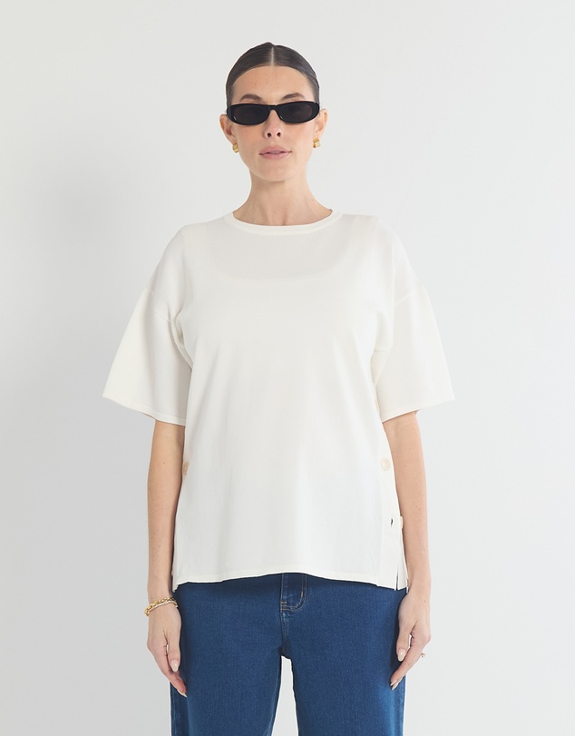 Soon Maternity - Crepe Knit Button Feeding Top