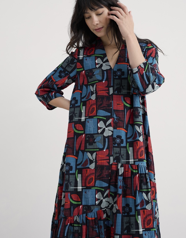 Seasalt - Seasalt Cornwall Multi Windblown Tiered V-Neck Dress