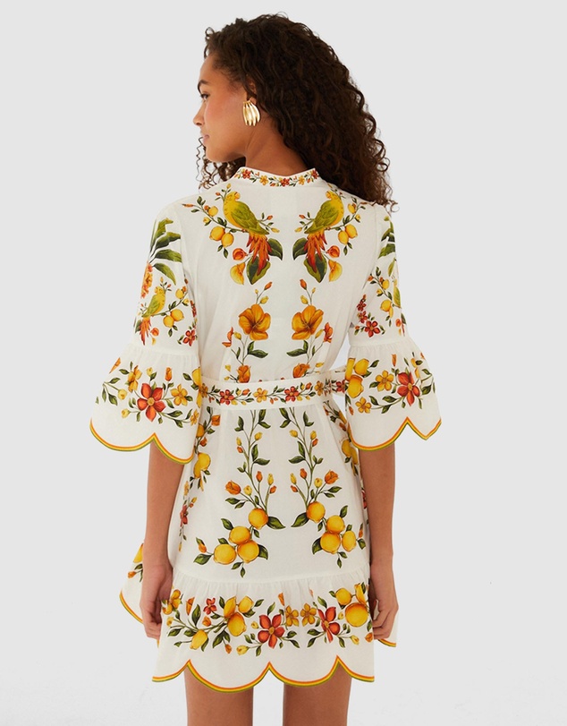 Farm Rio - Lemon Bouquet Off-White Mini Dress