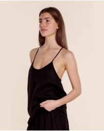 Gingerlilly - Yasmin Cami and Lace Shorts Linen Set
