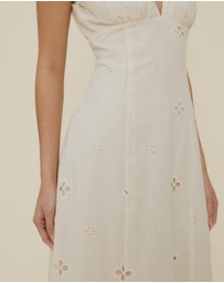 The Fated - Esther Column Broderie Midi Dress