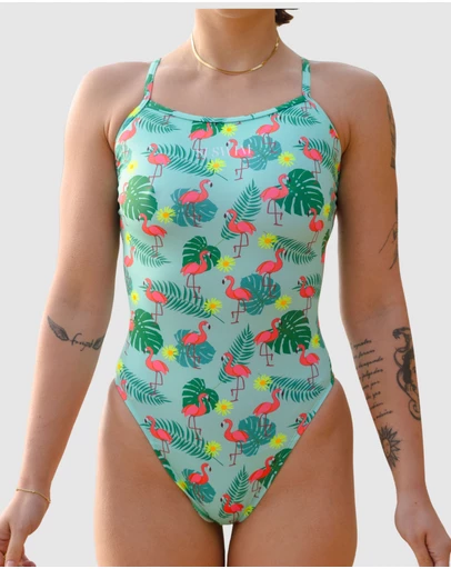Salty Johnson - Flamingos Thin Strap One Piece