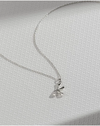 Wanderlust + Co - Alphabet Bubble Silver Necklace - Letter K