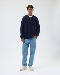 AERE - Wool Blend Slouched V-Neck Jumper
