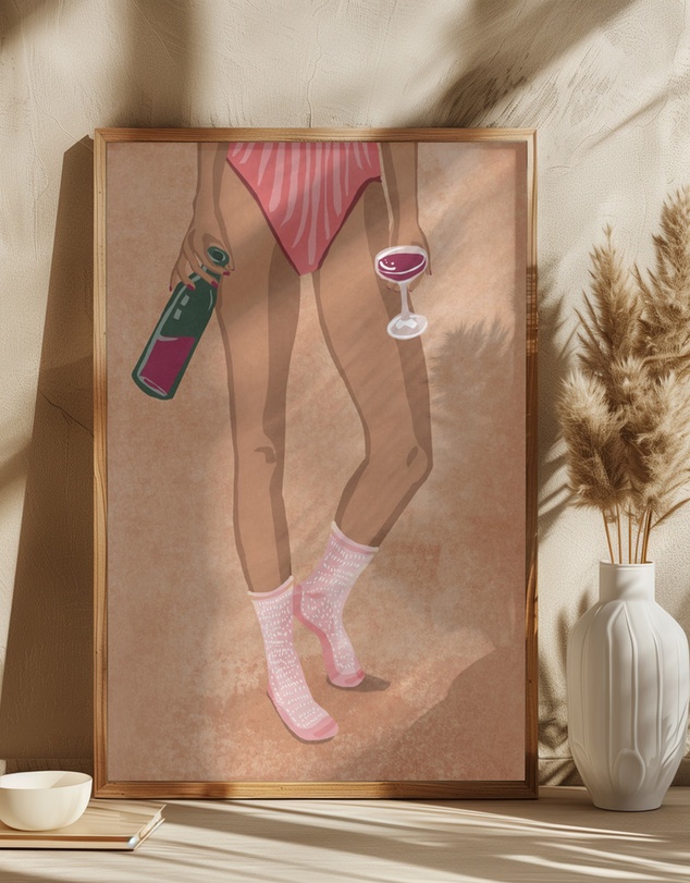 Olive et Oriel - Wine And Socks by Raissa Oltmanns Art Print