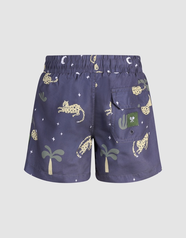 Skwosh - Leopard Nights Boys Swim Shorts in Charcoal